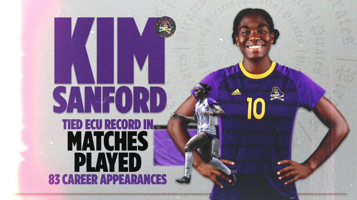 ECUSoc's tweet photo. 1H/1' | ECU 0 -- Memphis 0

With kickoff it's official, no one has ever played more games in a Pirate jersey than Kim Sanford! 

She is appearing in her 83rd career match, tying Rachel Fuller for the East Carolina record! https://t.co/geBWHA03Sc