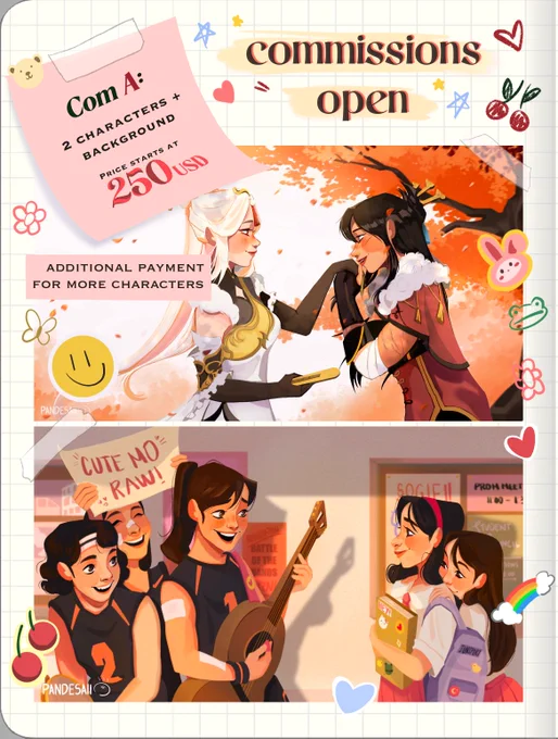 [ rts appreciated ♡ ] Hello! commissions : open 

how to commission? send me an email ♡
- contactpandesai@gmail.com 
- email subject: commission (A/B) : *insert your name here*

terms: https://t.co/Hy7jmfi5EL 