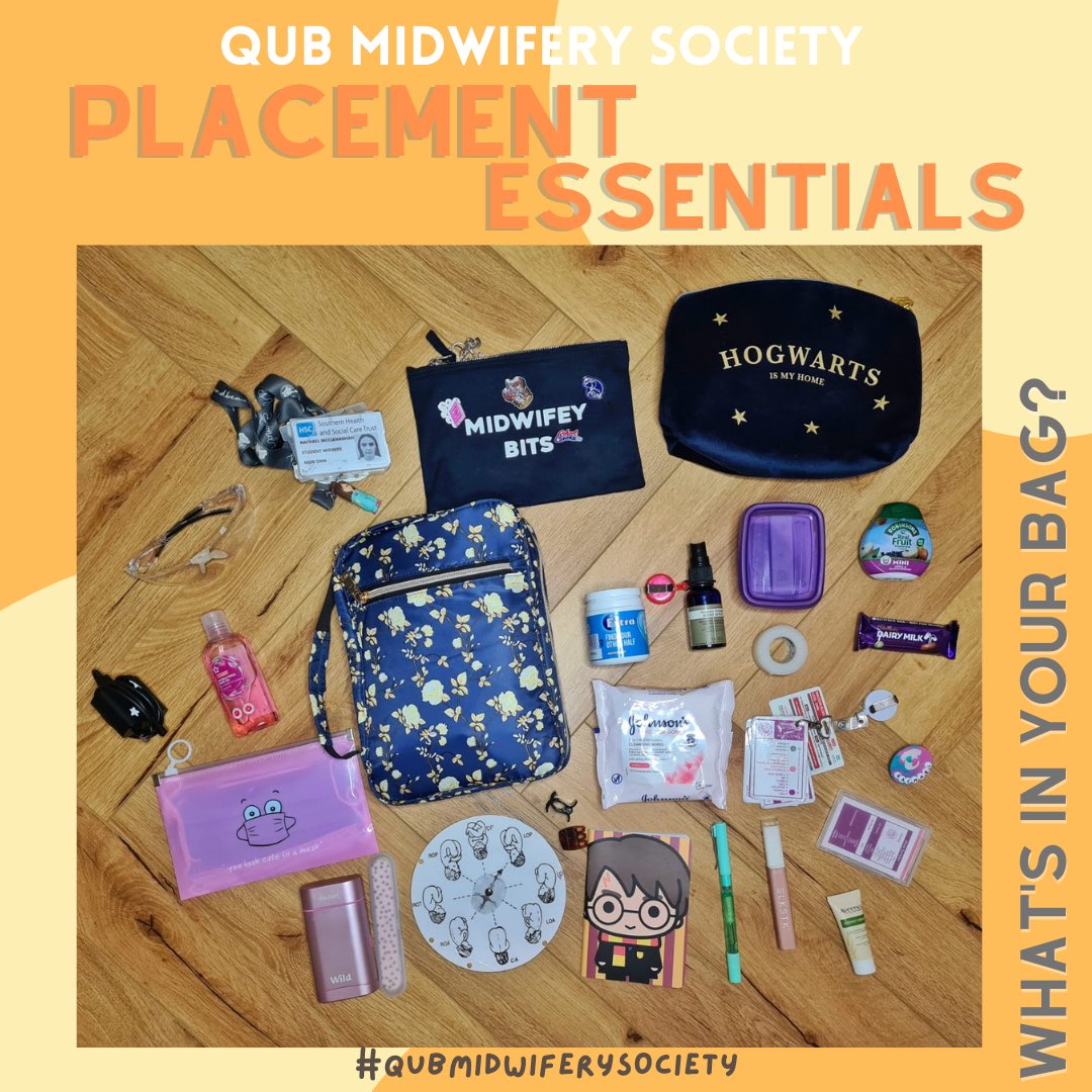 QUBMidwiferySoc's tweet photo. ⭐️PLACEMENT ESSENTIALS⭐️
Rachael and Lily share with us what their #placementessentials are…
What’s in your Placement Bag?
#qubmidwiferysociety #midwiferysociety #rcmsmf https://t.co/mnO3K2jClD