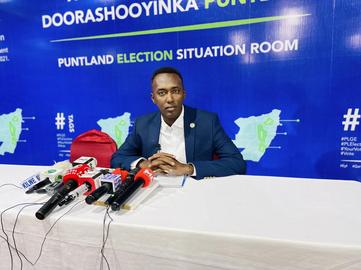 Happing Now: @GuledS_  chairmen of @TPECPuntland  giving press statement about the Historic election tomorrow 

#PLGE #PuntlandElection