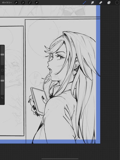 ちょっと試しにキュキュッとしてる
Gペンタイプので描いてみてる…けども
こういうタイプのペン苦手だ…
難しい。 