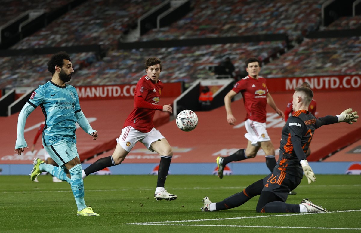 Squawka's tweet photo. Mohamed Salah is the first Liverpool player in history to score against Man Utd in three consecutive games at Old Trafford.

The Egyptian King has a new kingdom. 👑 https://t.co/Apvq1tKO58