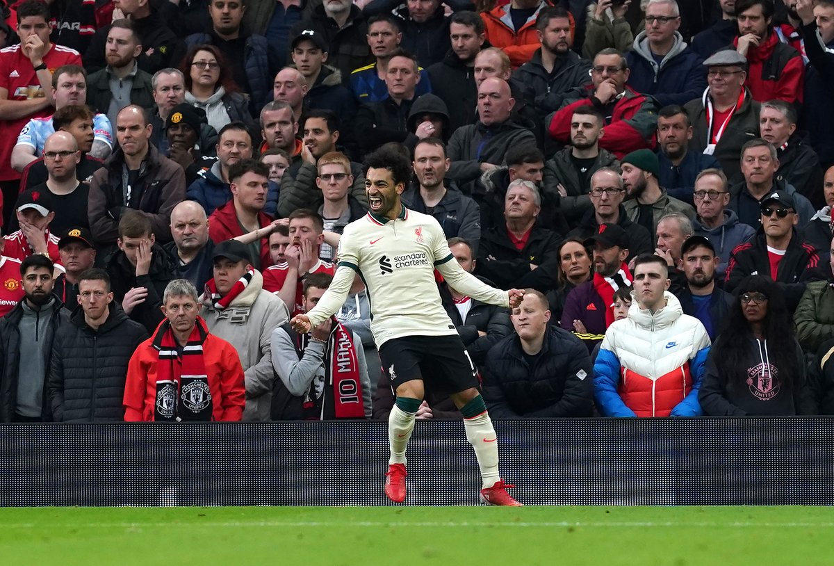 Squawka's tweet photo. Mohamed Salah is the first Liverpool player in history to score against Man Utd in three consecutive games at Old Trafford.

The Egyptian King has a new kingdom. 👑 https://t.co/Apvq1tKO58