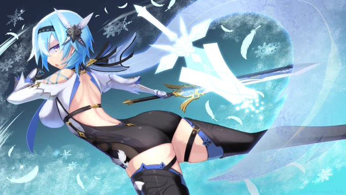 エウルアの背中と太ももが好き #原神 #エウルア生誕祭2021 #Eula 