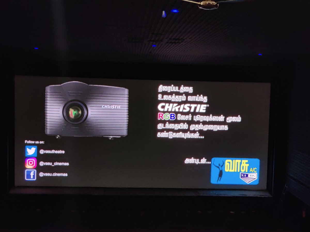 vasutheatre's tweet photo. It's been 2 years of Renovation and we are the first one ever to install CHRISTIE RGB LASER PROJECTION in TT area ! We started with our Lucky charm #ThalapathyVijay 's #Bigil !
#2YrsOfIndustryHitBigil https://t.co/EjfcDTjmB9
