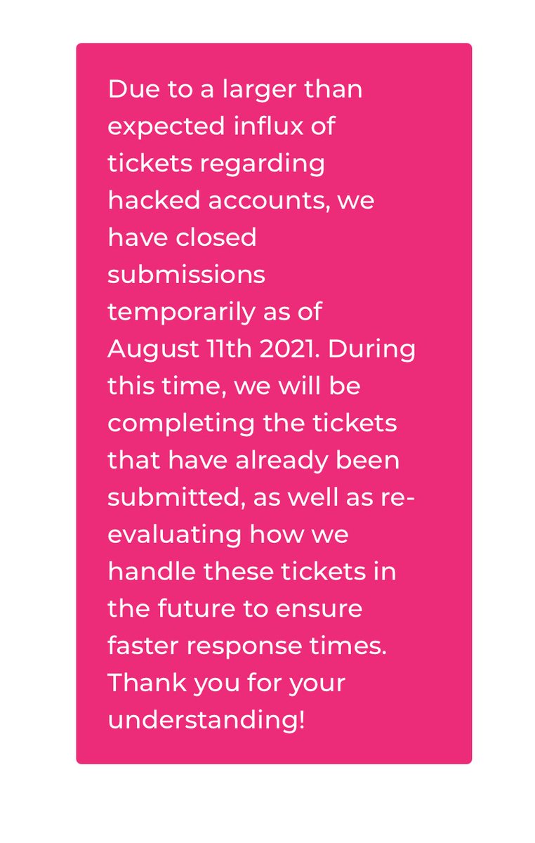 Emanuel30197665's tweet photo. @PlayAdoptMe It’s been over 2 months since you guys stop taking tickets for hacked accounts. Can we pls get an update. I was hacked 2 days ago. https://t.co/BHeeVEdtzz