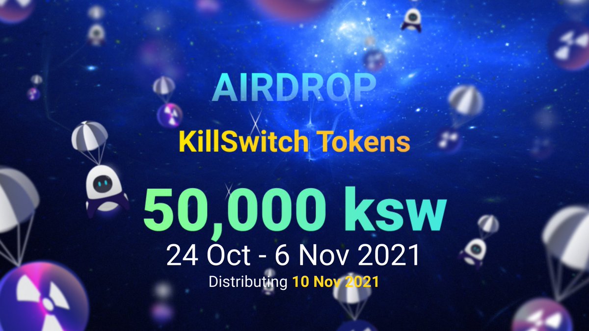 Attention Eggo Fam! Airdrop is happening
1. Follow <a href="/KillSwitch_Defi/">KillSwitch.finance</a> 
2. Like, retweet this tweet &amp; tag 3 friends and answer When does KillSwitch public sale start?
3. Join our official telegram t.me/killswitch_glo…  
4. Submit your BSC wallet address and details to the form👇