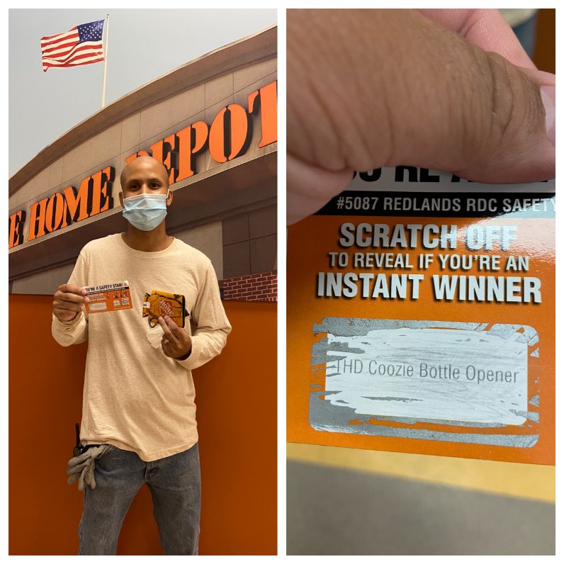 EBadger76's tweet image. Duncan of Key 4 won a THD Coozie and Bottle Opener during our safety scratcher program!  Congratulations! #THD #Key4 #TheHomeDepot #Redlands5087 ⁦@Gladys_5087APS⁩