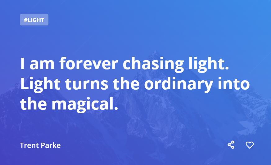 I am forever chasing light. Light turns the ordinary into the magical. -Trent Parke
#photography #quotes #quotations #photograph 
photoquotes.com