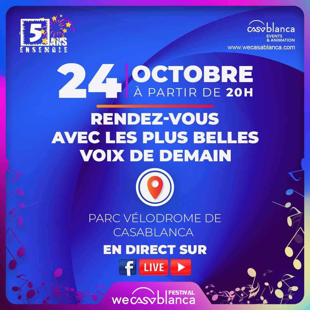 wecasablanca's tweet photo. RDV ce soir à partir de 20h pour le dernier concert du WeCasablanca Festival avec la finale de la compétition #StudLive en direct sur notre page FB et YT
La soirée de clôture sera assurée par les 16 jeunes talents qualifiés pour la phase finale de la compétition Stud'live 😍 https://t.co/vkWajLQ87E