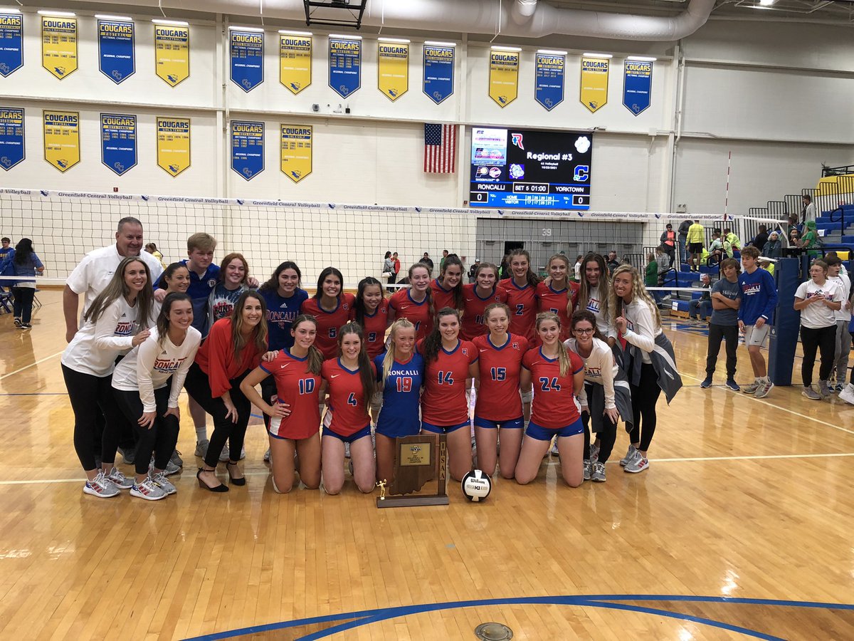 Roncalli_vball's tweet photo. What a day we had yesterday!! Taking down #6 and #1👊🏼 Grit, heart and mental toughness. We regroup, prepare, recharge because we have more battles to win. #wevegotgoals #igyb #semistate @RoncalliRowdies https://t.co/b4qL3yCRAg