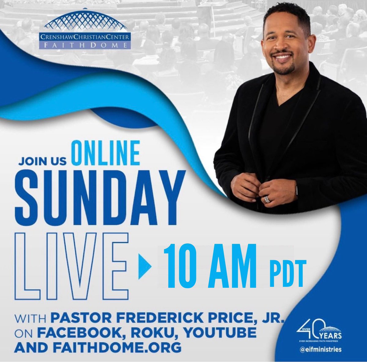 eifministries's tweet photo. Join me LIVE online this morning at 10AM. You can watch services here https://t.co/1gDIndThV9 In the service of the King, Pastor Fred Price. #SundayLive #RDR #FredPriceJr #CCC #EIFM #MatrixOfTruth https://t.co/VgMz48VywZ