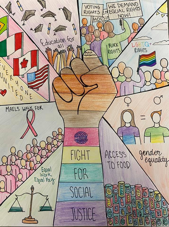 (1/2) Last week 8th grade students analyzed MAELS school values and created visual representations to display their unique understanding of each value. Wow!