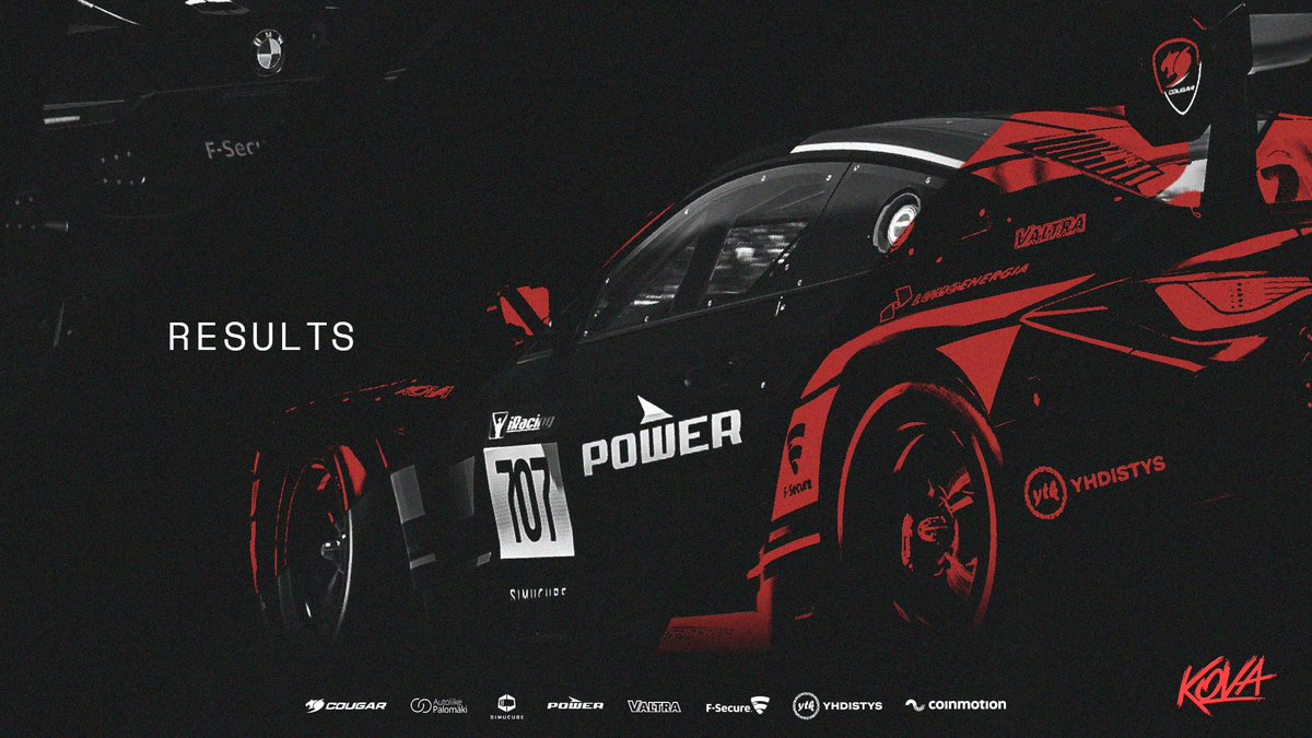 KOVASIM1's tweet photo. πͺπ₯ @BMWEsports #BMWSIM GT Cup results are in!
P5 @_AnttiAhola + @ValtteriAlander
P6 @TuomasTahtela + @PekkaTuomainen
See you at Hockenheim for Season Finale in few weeks!
#KOVASIM #KOVA #Ammattinaesport #esportsfi #simracingfi https://t.co/GLlXlB0myW