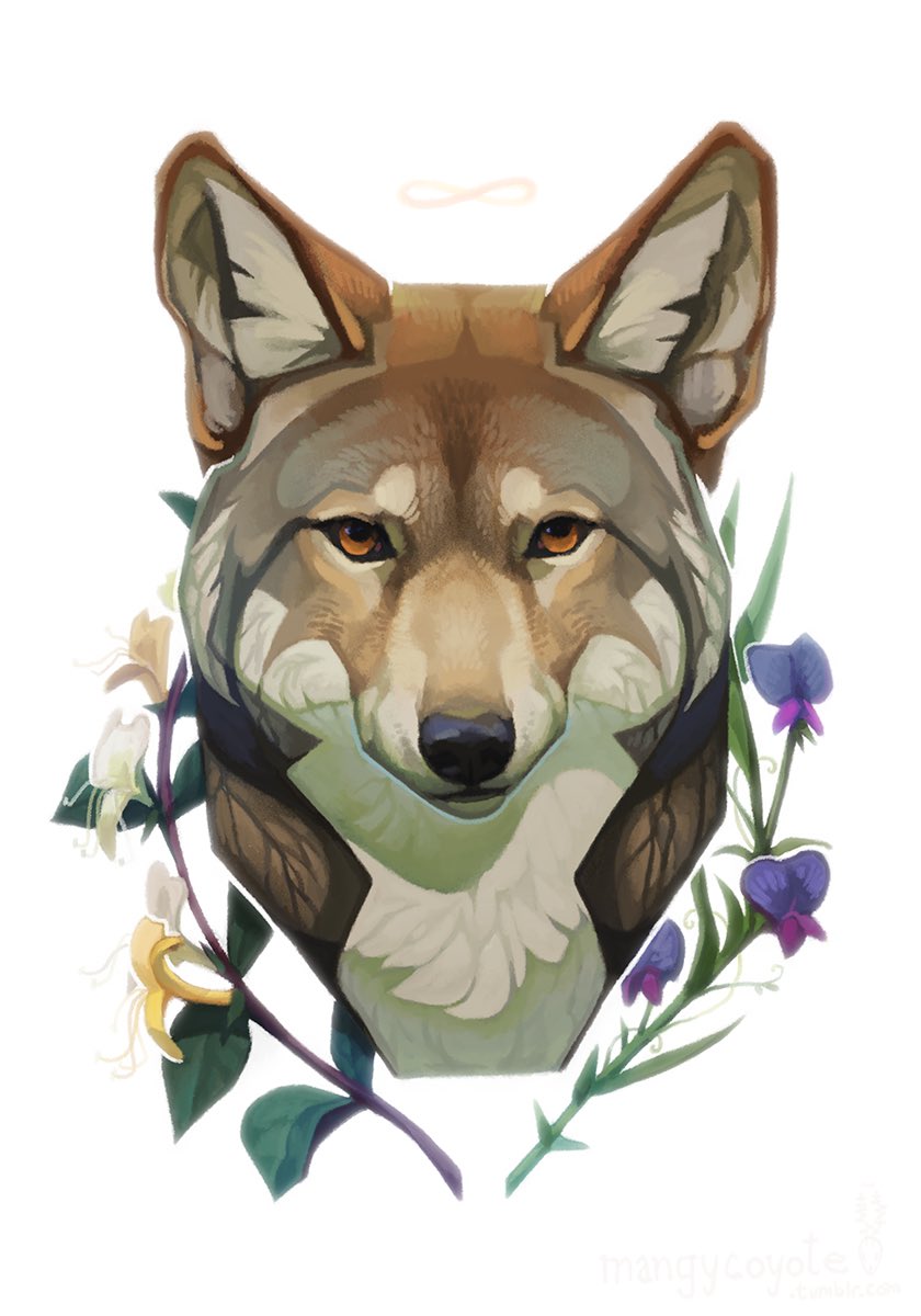 CitrusFoam's tweet photo. The way Justine Lee Hirten (Coyotemange/witherlings) had late 2010s animal artist’s inspiration in a vice grip. *halos, halos everywhere* https://t.co/VFvyge1dwJ