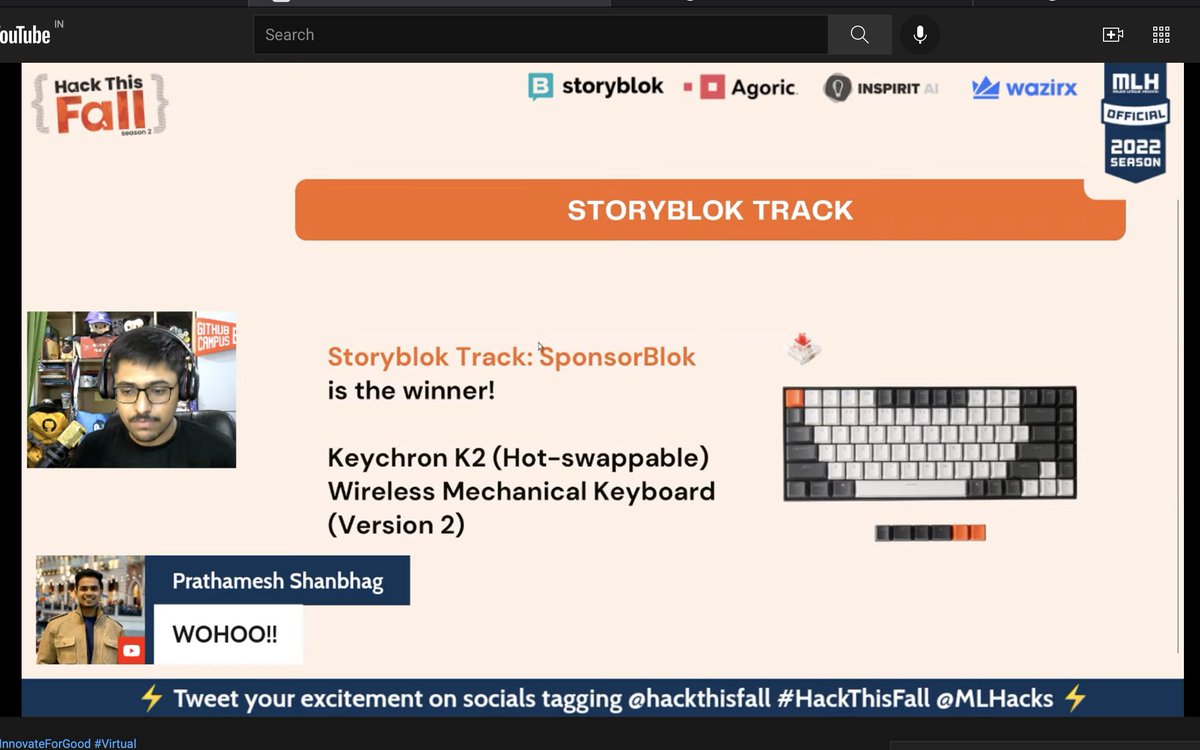 We Won the <a href="/storyblok/">Storyblok</a>  Sponsor Track!!!
It was all the efforts of <a href="/imabptweets/">codemods</a> &amp; <a href="/Prathamesh_117/">Prathamesh Shanbhag</a>  who were such good mentors to me, and taught me so much throughout the #HackthisFall Journey. ✨
