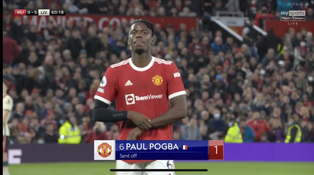 PLFrance_'s tweet photo. Le cauchemar continue pour Man United. Carton rouge pour Pogba. #MULIV https://t.co/pNjCbic27C