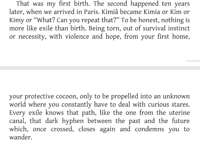 sanitydurast's tweet photo. Really overwhelmed by the searing accounts of how disorienting exile can be from Négar Djavadi in #Disoriental. This excerpt below that compares birth with exile is one such fine example. Thank you @NegarDjav for giving us such a glorious book. https://t.co/QHkJEjJaxZ