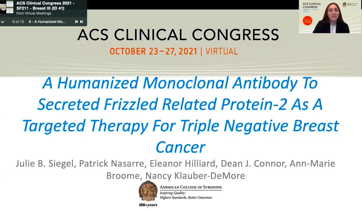 MUSCGenSurg's tweet photo. More from #ACSCC21 - Dr. Siegel, PGY-3, presenting basic science work on triple negative breast cancer as well as a retrospective study on gastric cancer! #MUSCresearch https://t.co/5Ke5b4Nez1
