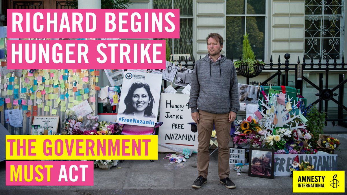 AmnestyUK's tweet photo. TODAY Richard Ratcliffe begins another hunger strike as he camps near Downing Street.

The UK Government has failed time &amp; again to help #FreeNazanin &amp; other British Nationals detained in Iran.

The time to act is NOW.

🚨 Pls share to show solidarity with Richard &amp; Nazanin 🚨 https://t.co/BLSdQ6wXJw