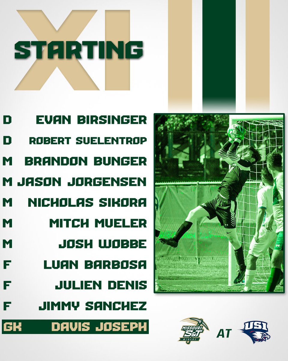 Miners_MSOC's tweet photo. Starting XI today for the Miners against the Screaming Eagles. 

Kickoff coming up shortly.

📊https://t.co/FKt3I48fmg
💻https://t.co/i9bBEpbKty

#MinerPride #GLVCmsoc https://t.co/axvteKCg0Z