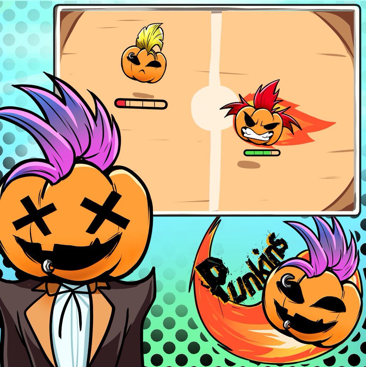 pumpkin_punks's tweet photo. PUNKS token is the main in-game currency for the Punkins Game. It will be used to buy different Punkins, upgrade to different aura cards and stake for rewards. https://t.co/JtzFyG5VjN