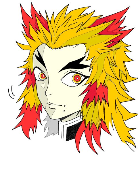 日本のサイダーさんがTwitterに投稿した煉獄杏寿郎(鬼滅の刃)のイラスト。