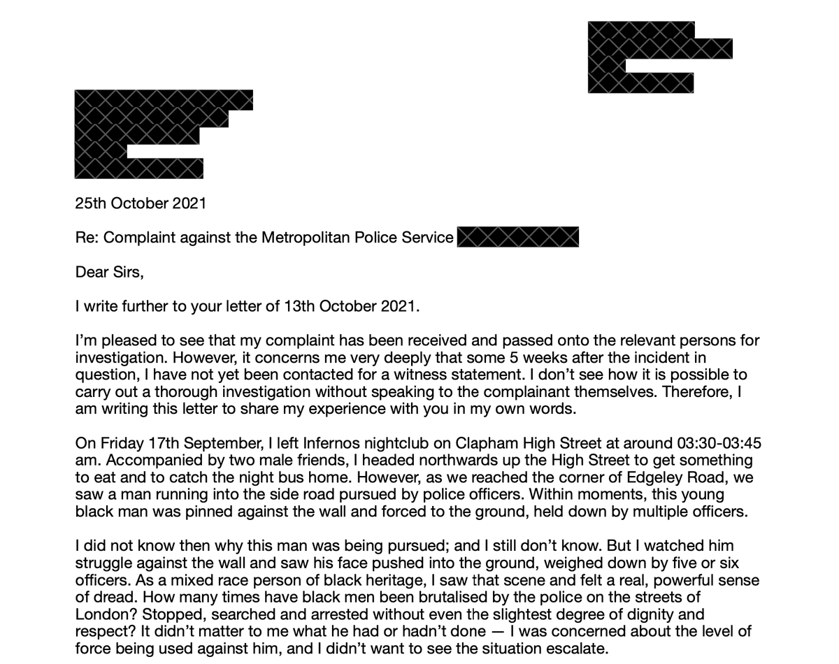 _tenebris's tweet photo. debated whether or not to share this on social media for a long time... but after some thought, here is the redacted version of a letter I will be sending to @metpoliceuk tomorrow. perhaps you'll pay attention now. https://t.co/q8KMcngIZO