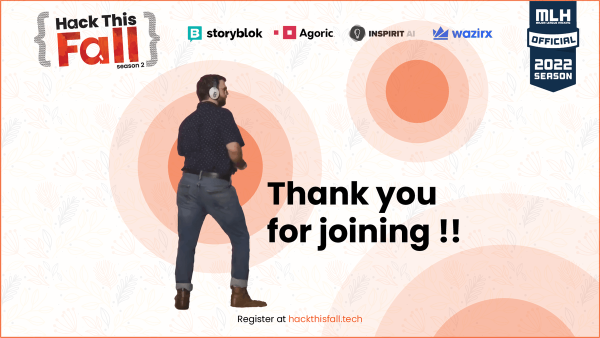 hackthisfall's tweet photo. Hey folks👋

Know that we can't find nobody else as good as you,
We need you to stay, we need you to stay🎶

We are thankful to each one of you for being a part of #HackThisFall family &amp; making this season such a huge success🥺🧡

We look forward to see you all again next year🍁 https://t.co/CNay3PK5BE
