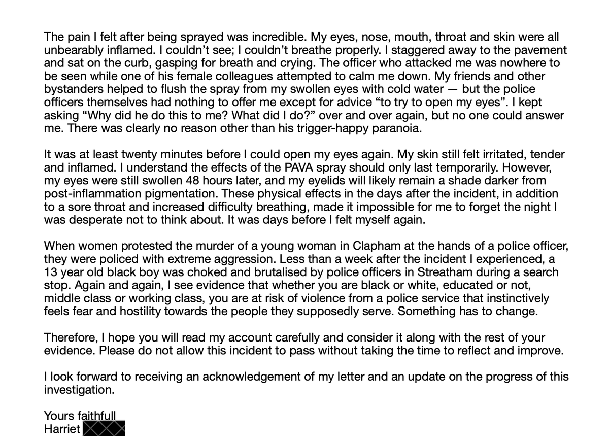 _tenebris's tweet photo. debated whether or not to share this on social media for a long time... but after some thought, here is the redacted version of a letter I will be sending to @metpoliceuk tomorrow. perhaps you'll pay attention now. https://t.co/q8KMcngIZO