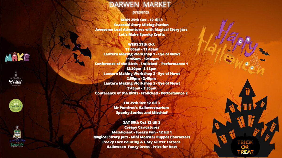 Prepare to be scared at Darwen Market Hall.
The FREE freaky fun starts tomorrow ☠️🎃☠️🎃
<a href="/VisitLancashire/">visitLancashire.com</a> <a href="/MagicalStoryJar/">Magical Story Jars®</a> @JustImagineUK1 <a href="/blackburndarwen/">Blackburn with Darwen Council</a>