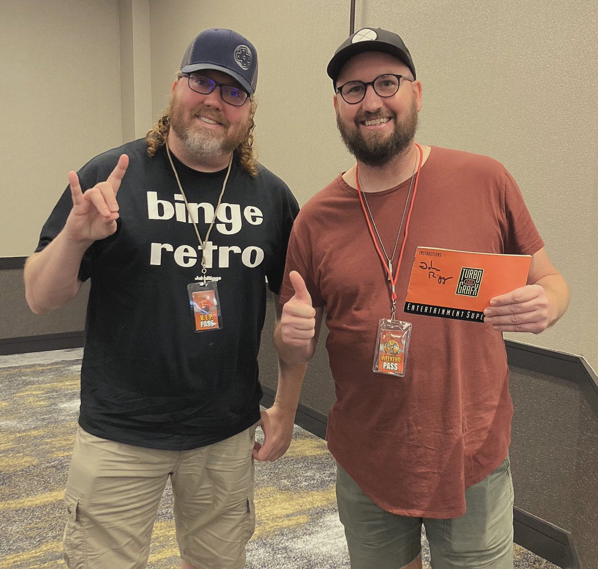 Got the #turbografx16 manual signed by the great <a href="/johnblueriggs/">JohnRiggs</a> today 🙌🏻 thanks for the hospitality! #retropalooza #retrogaming