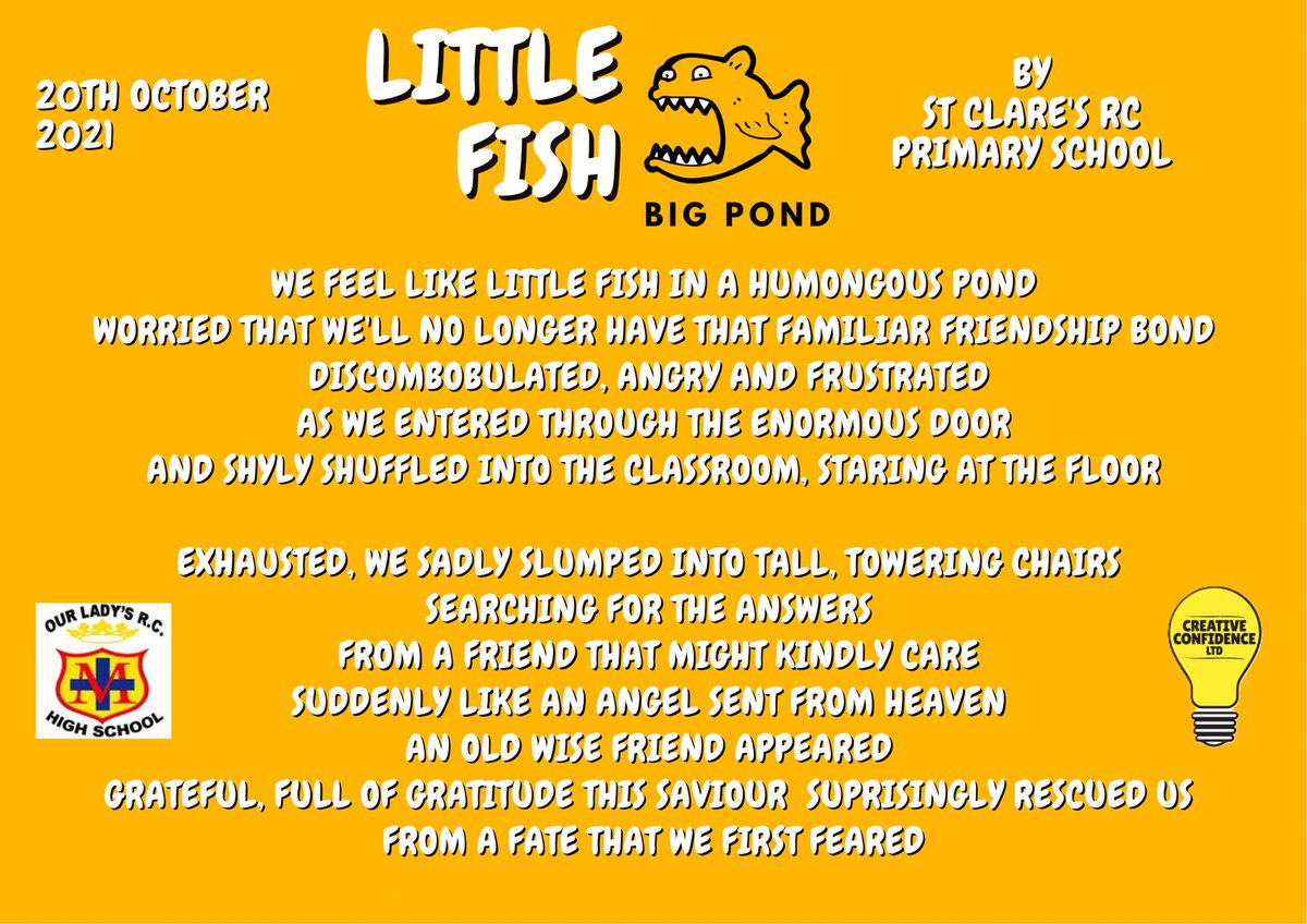 To the Year 6 children  <a href="/st_malachy/">St Malachy's</a> <a href="/StChadsRC/">St Chad’s</a> who attended the Performance Poetry workshops <a href="/OlhsTweets/">Our Lady's RC High School</a> you made me laugh so much and made my day with your incredible poems. A credit to your school and families!@Carl Heatley@NewmanRC_Head <a href="/manchesteryz/">Manchester Youth Zone</a> <a href="/LocalityNorth/">North Manchester Locality</a> <a href="/yesMCR/">Yes</a>