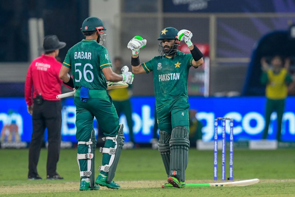 A near perfect performance from Pakistan.

They beat India by 10 wickets – it's the first time they've ever beaten India in a men's World Cup in either format.

#T20WorldCup | #INDvPAK