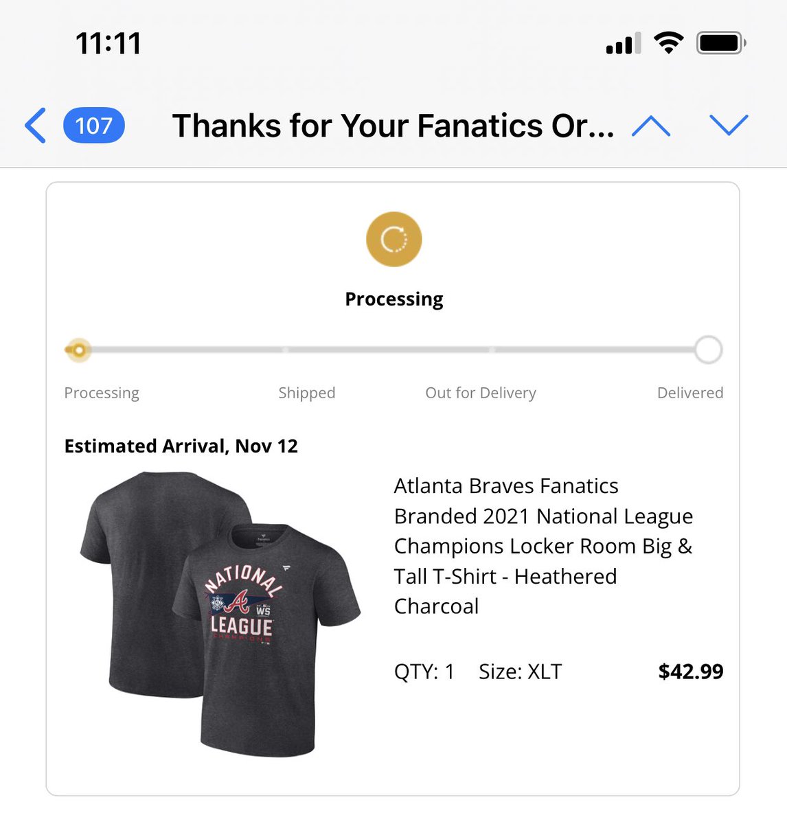 DMiddlebrooks47's tweet photo. I was 19 the last time my @Braves went to the World Series. A college freshman. As a 41 year old father of 3, how happy am I to see them finally back?โฆIโm $42.99 for a T-Shirt happy! #getherequick https://t.co/mgc61sndIU