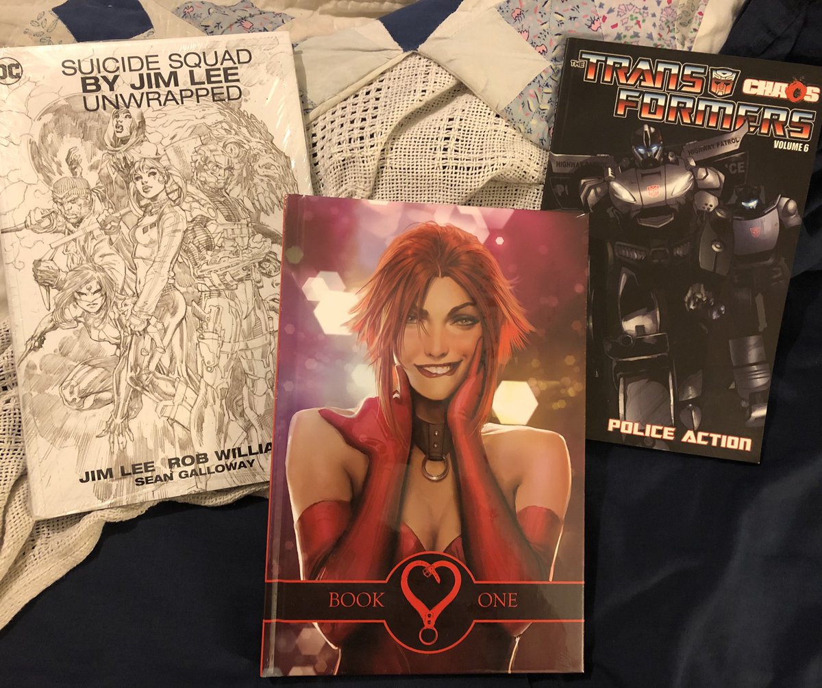 zodarzone's tweet photo. The first of a couple of orders from https://t.co/3d8dUTKu1L. The Sunstone hardcover contains the first three trade paperbacks and is even more gorgeous this way🤩. I need to get the second hardcover ASAP! #instocktrades #sunstone #sunstonecomic #suicidesquad #transformers https://t.co/f5qVyaoqku
