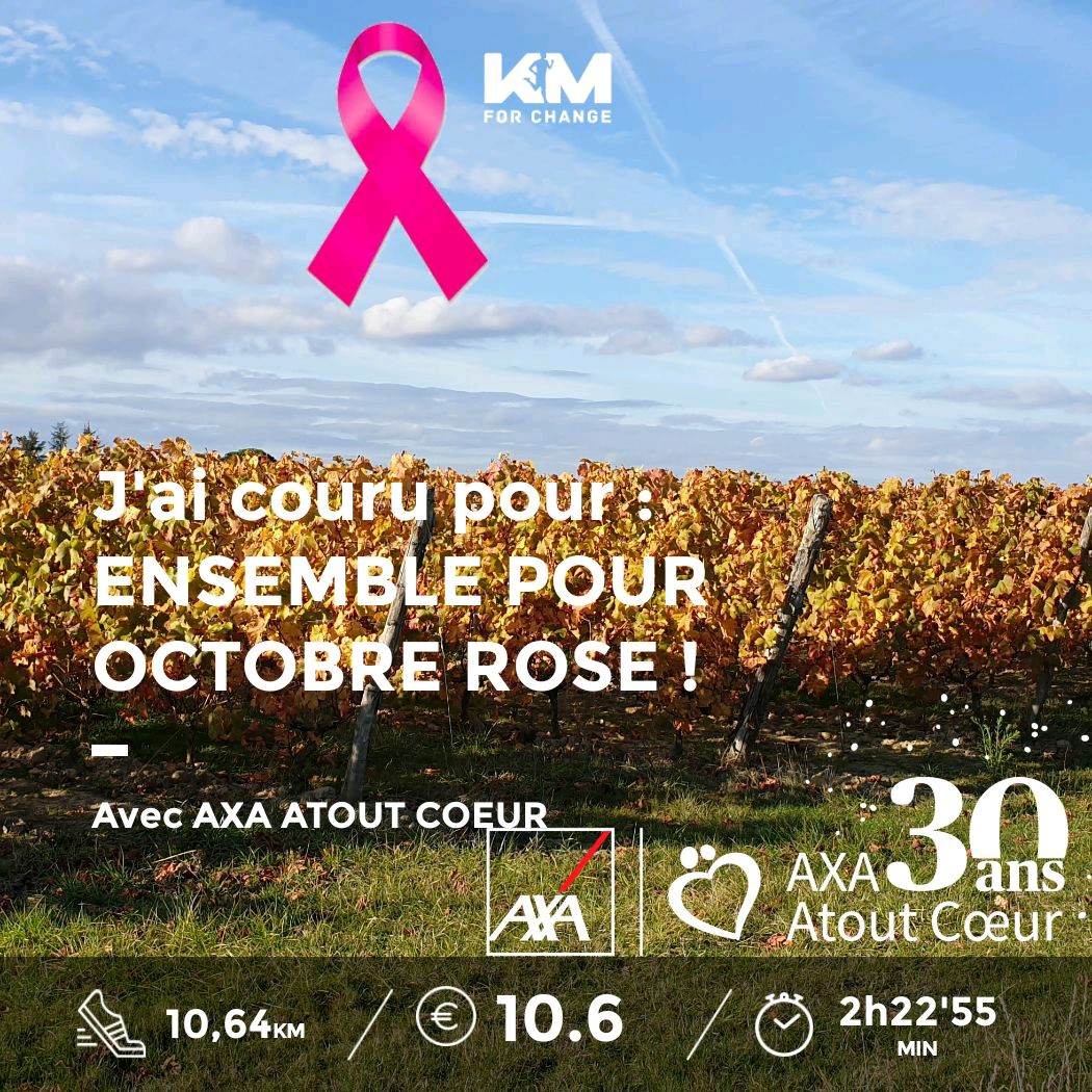 Yv_Constantin's tweet photo. J'ai profité du beau temps pour aller faire une petite marche dans les vignes. Voici ma contribution pour octobre rose : 10,64 km au profit de l'@institut_curie
#AXAAtoutcoeur #AXAOuest #AxaOctobreRose https://t.co/uAu3VPwdaX