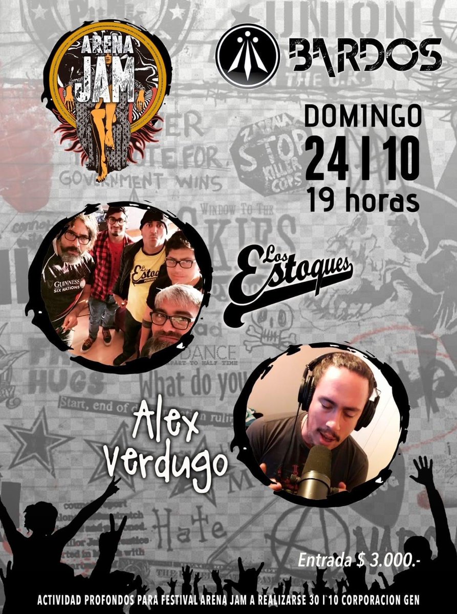 AFTAPanoramas's tweet photo. 🎵 Arena Jam    
📍 Bardos                          
⏰ 19:00 horas      
📆 HOY 24 Octubre
🎟 Entrada general: $3.000     
#Antofagasta https://t.co/RVDHv9eRES