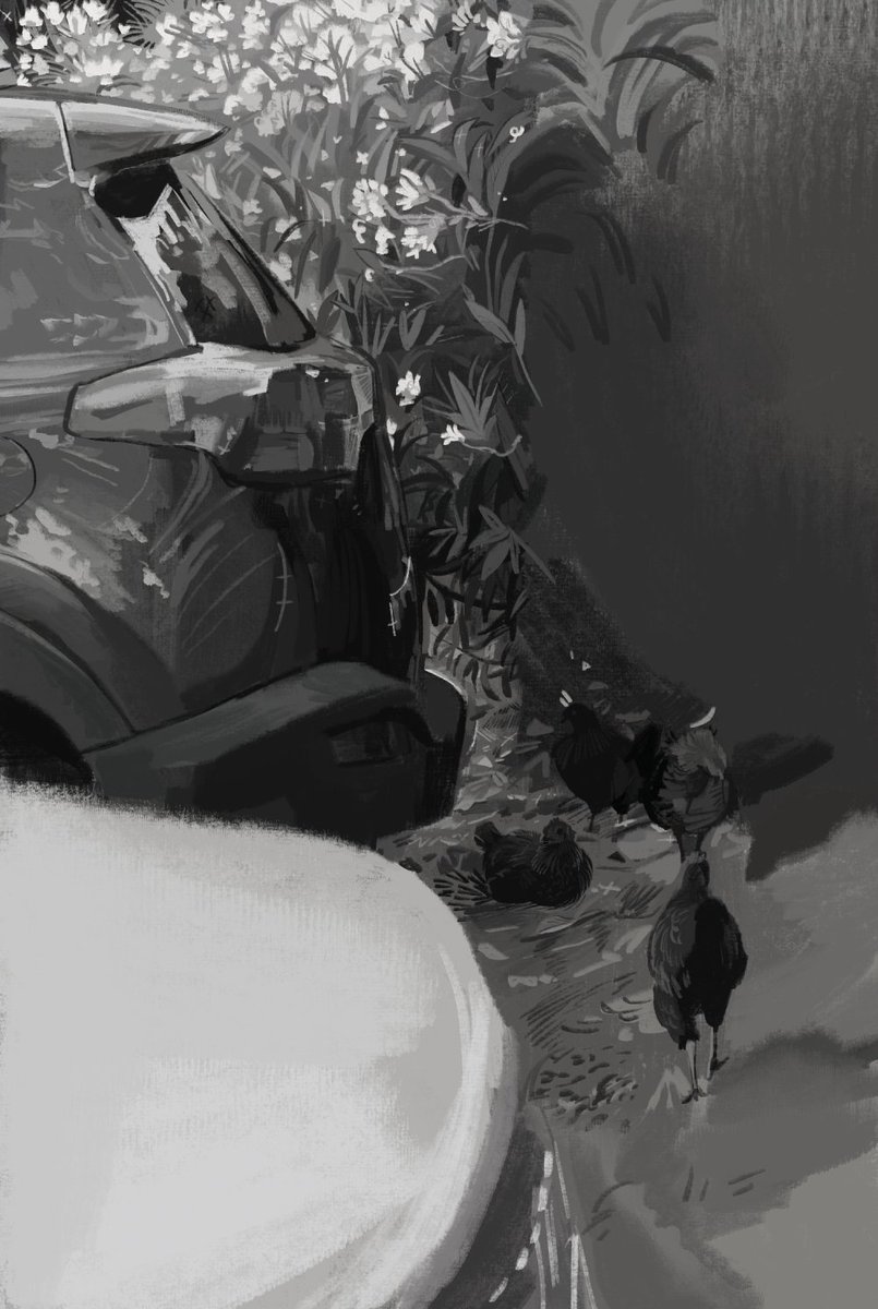 eno__yna's tweet photo. and here's a third unfinished study because I got far too sick of drawing long grass. chickens I came across in Hawaii a while ago. https://t.co/aQ2YJtlHeQ