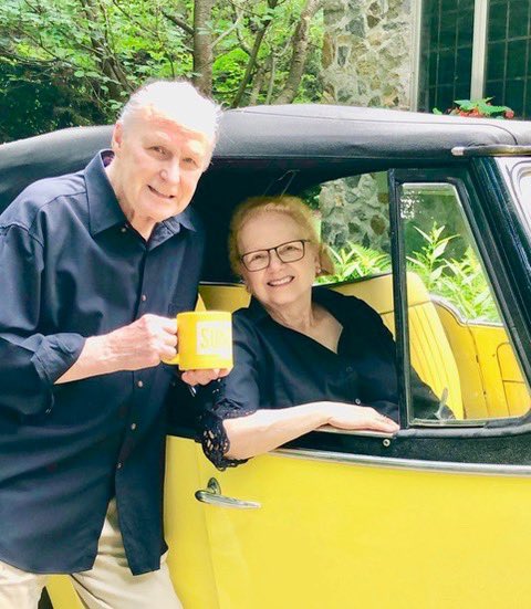 MessinaPHS's tweet photo. @WillieGeist #SundayTODAY we love your show! 

This mug shot is of Joe and Liz Hansen getting ready to go cruising in their ’50 Willys Jeepster.

Joe has had the car many years, and was responsible for restoring it.

Liz and Joe Hansen https://t.co/ztWo9ZXDpM