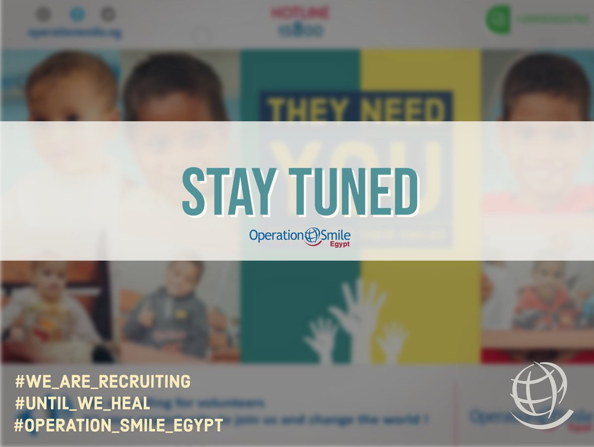 عملية الابتسامة مصر هتفتح الباب قريبًا لاستقبال متطوعين جدد يقدروا ينضموا لينا ويغيروا حياة اطفال كتير .
تابعونا لأخر الاخبار!

Operation Smile - Egypt is soon opening the door for new volutneers to join our team and change lives 🎉
Stay tuned for further information!