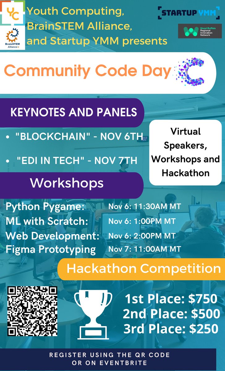 brainstemally's tweet photo. @brainstemally @ycomputing @StartupYmm are hosting #CommunityCodeDay on Nov 6/7
Register for free on Eventbrite
https://t.co/OYTnBiSeCg https://t.co/wCEKaQLvyL