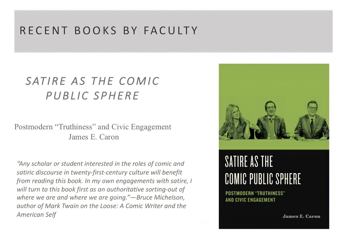 With rigor, humor, and insight, this book will interest anyone concerned about public discourse in the current era, especially researchers in media studies, communication studies, political science, and literary and cultural studies. 
Visit our departments website to learn more!