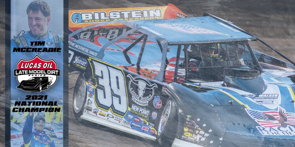 lucasdirt's tweet photo. Please help us in congratulating @TimMccreadie on becoming the 2021 Lucas Oil Late Model Dirt Series National Champion! Please feel free to share your favorite #TMac story and/or add a congratulatory comment.  #LucasDirt #Champion https://t.co/xpAlfwhnf0