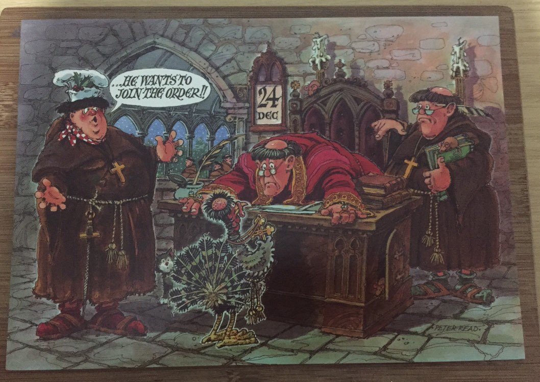 WatsonsVintage's tweet photo. These FABULOUS Quality Xmas Cards are such fun and available in my #etsyshop #Vintage Humorous Christmas Card designed by Peter Read entitled "Joining The Monastery" #FunnyXmasCard #CorporateCard #DifferentXmasCard https://t.co/MaiosYCOoY #PeterRead #Monks #HumorousXmasCard https://t.co/aUR7giKGhQ