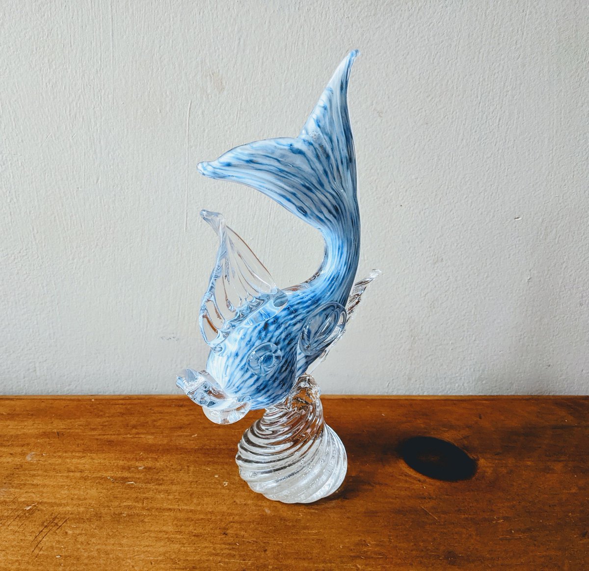 Vintage Hand Blown Blue and White Fish Sculpture just in at whimsicalvintage.etsy.com A great #giftidea for the fish lover!  Add it to your #coastaldecor or #beachdecor , either way it's guaranteed to bring a smile #etsy #etsyshop #whimsicalvintage