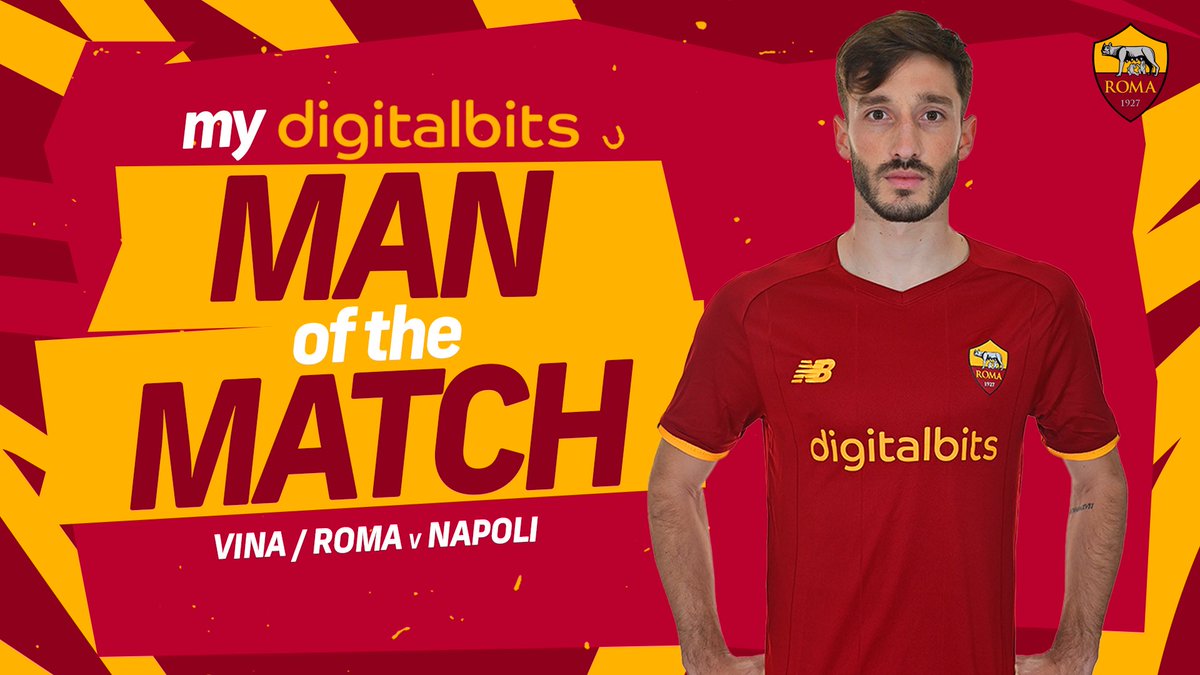 ASRomaEN's tweet photo. 🟨 @DigitalBitsOrg 𝗠𝗢𝗧𝗠 🗳🟥

🔁 Retweet if Matias Vina was your #ASRoma Man of the Match against Napoli https://t.co/inglsV1QYY