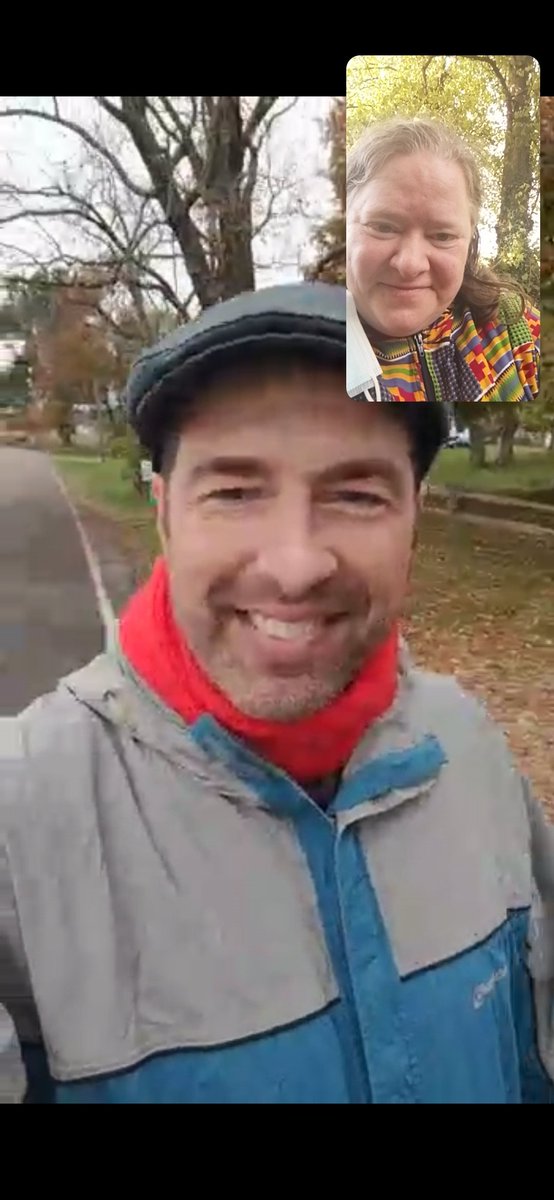 Mysticvean's tweet photo. Had a great walk with someone despite being thousands of miles apart. Dublin Ireland and rural Ohio, USA. How? Live video as we walked. We saw the surrounds of the other. 5k walk. @george_breden and #virtualrunners https://t.co/F1sB7MOZR4