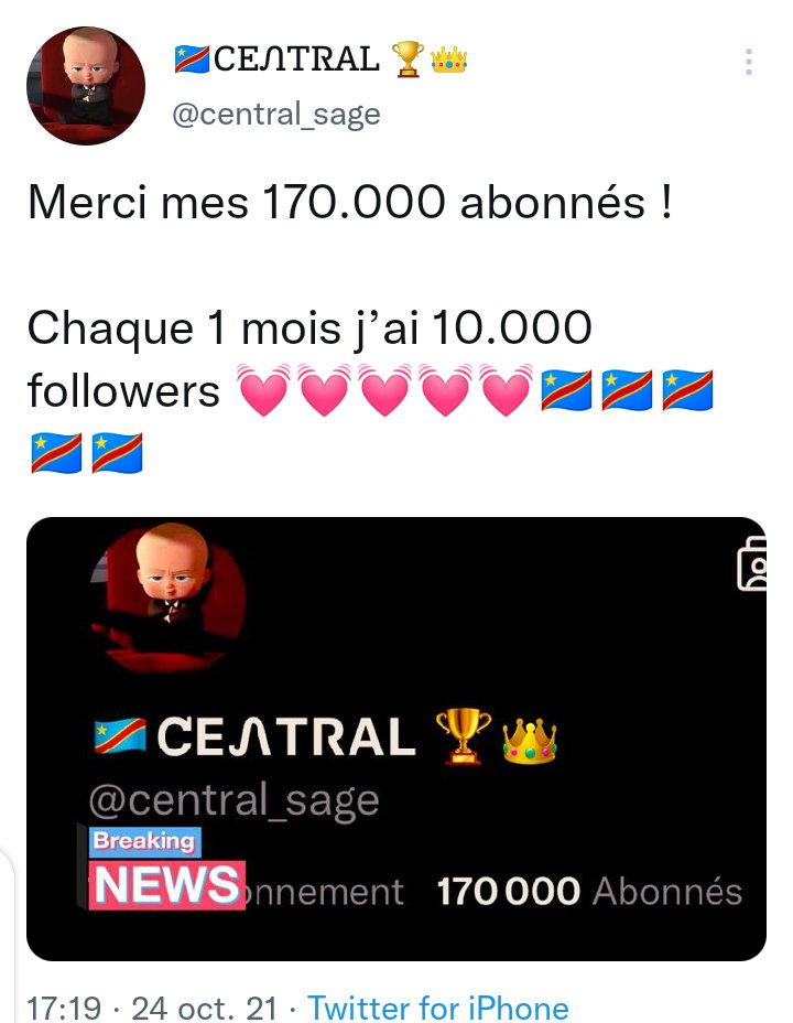 Fidelemzb's tweet photo. Toutes mes félicitations le champion de #TwitterRDC @central_sage https://t.co/pTkfK4Lrd9