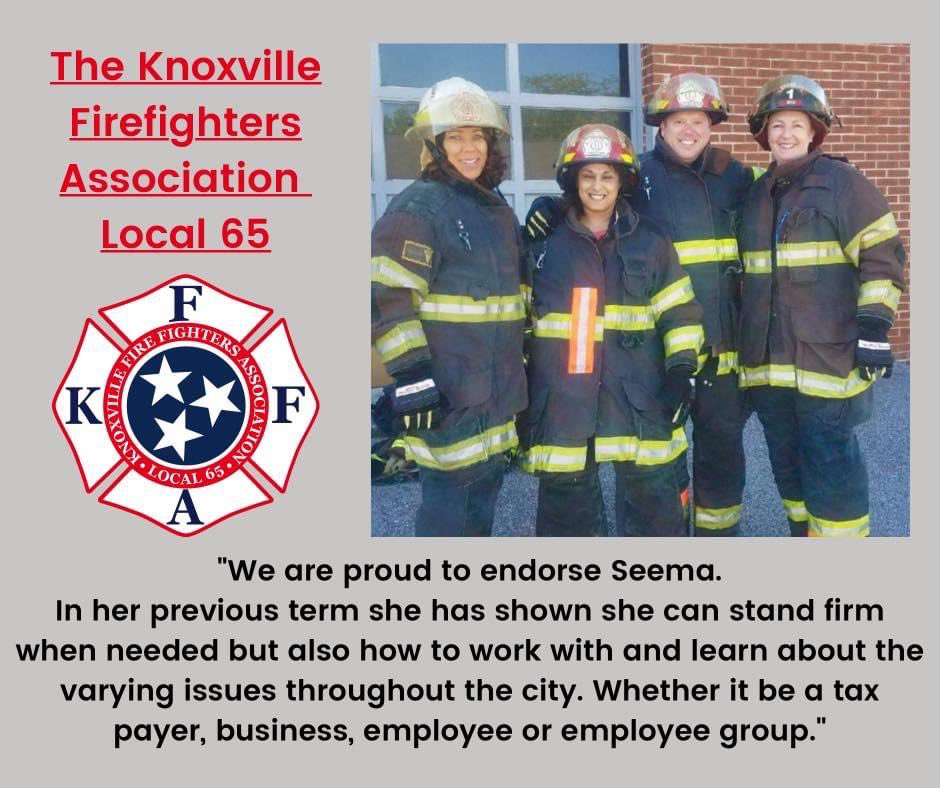 I’m honored to be endorsed by the Knoxville Firefighters Association. Thank you the work you do, you are such an important part of public safety in our city. Check out me as a firefighter!